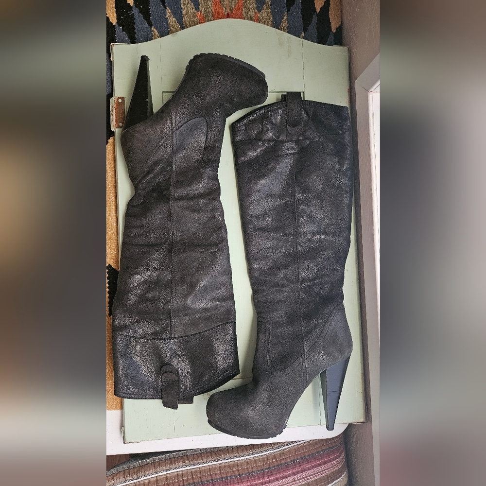 Report Black Leather Knee-High Boots